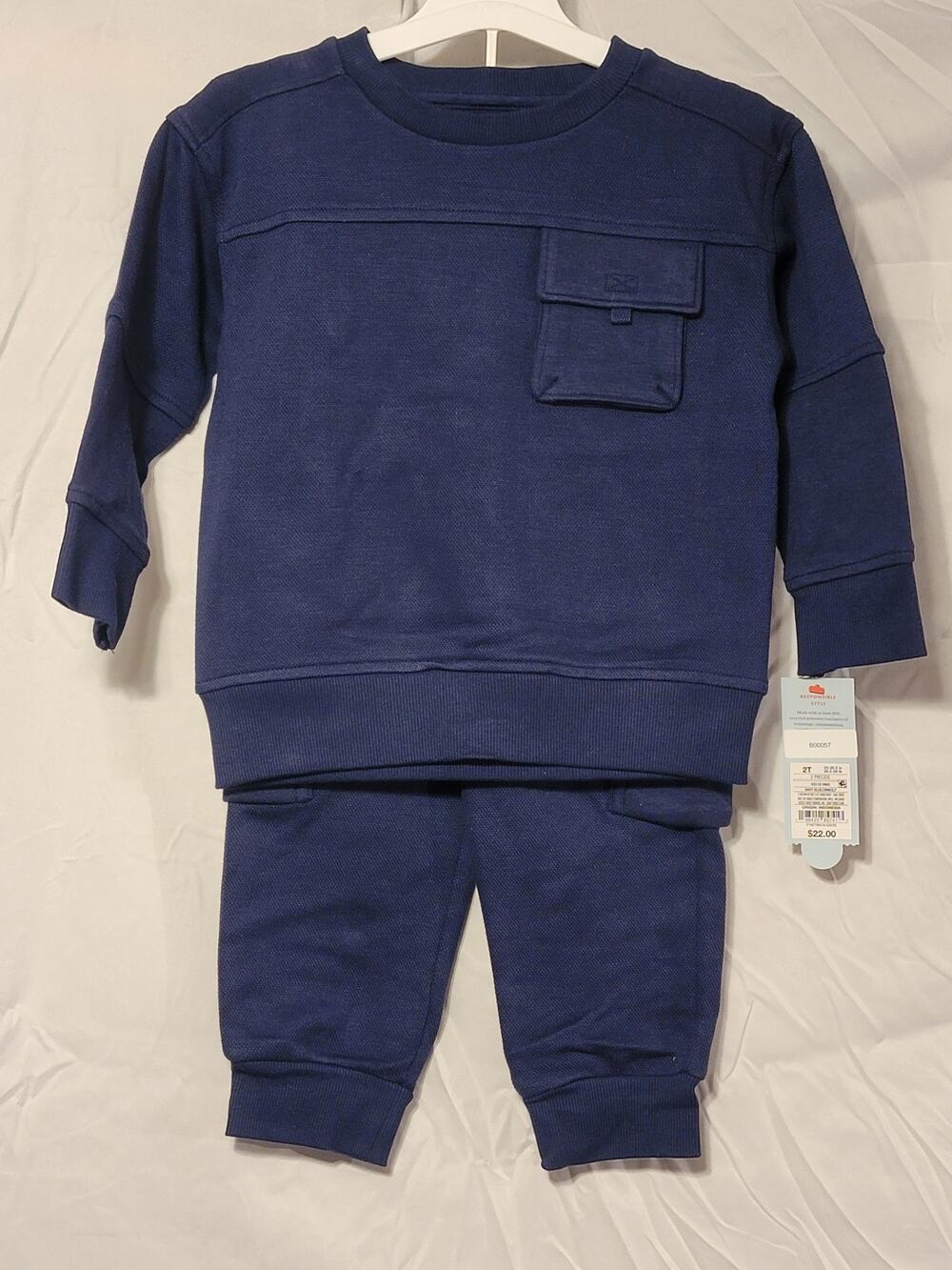 Cat & Jack 2pc Sweatsuit Navy Blue Sz 2T